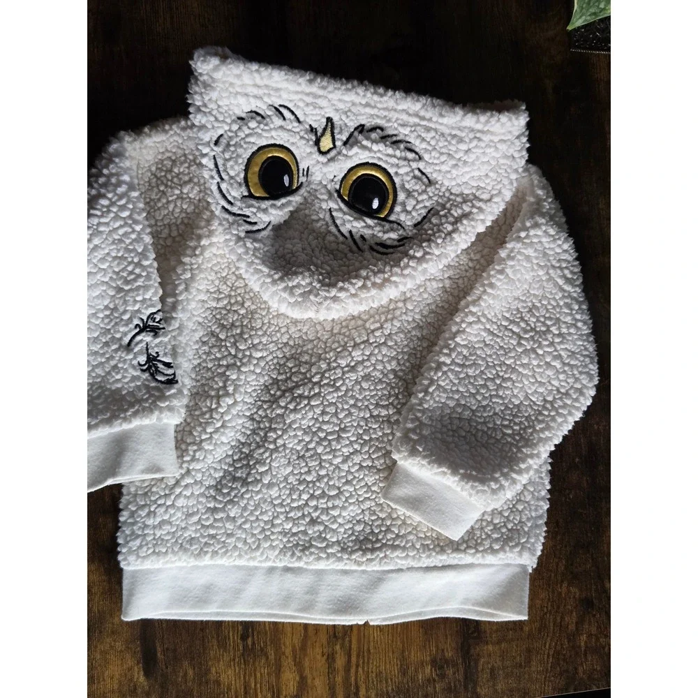 Harry Potter Hedwig Sherpa Fleece Hoodie Toddler 2T White Owl Zip Up Jacket